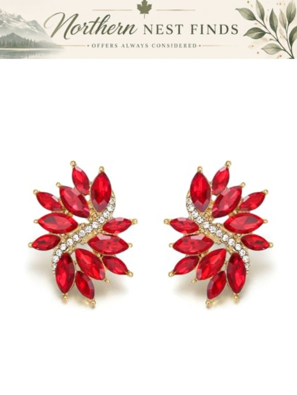 Rhinestone Stud Earrings Marquise Crystal Cluster Wedding Party Statement